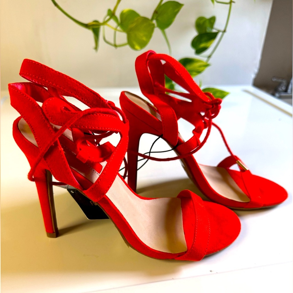 Red Strappy Heels Sandals